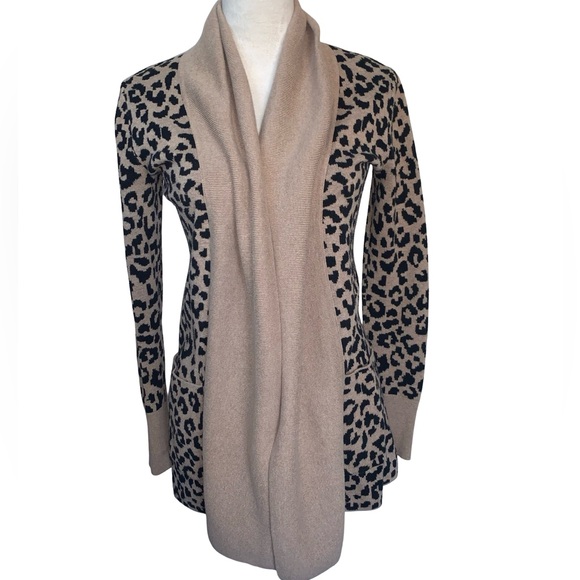 Yet Again 100% Cotton Sweater Cover Cardigan Fall Winter Spring Leopard Print - Picture 2 of 7